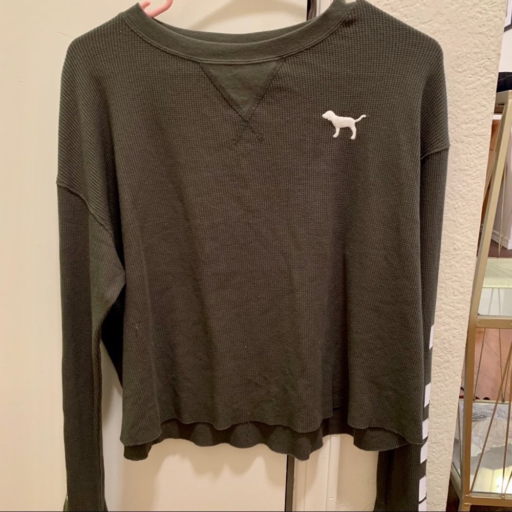 VS PINK Cropped Waffle Knit Henley XS
